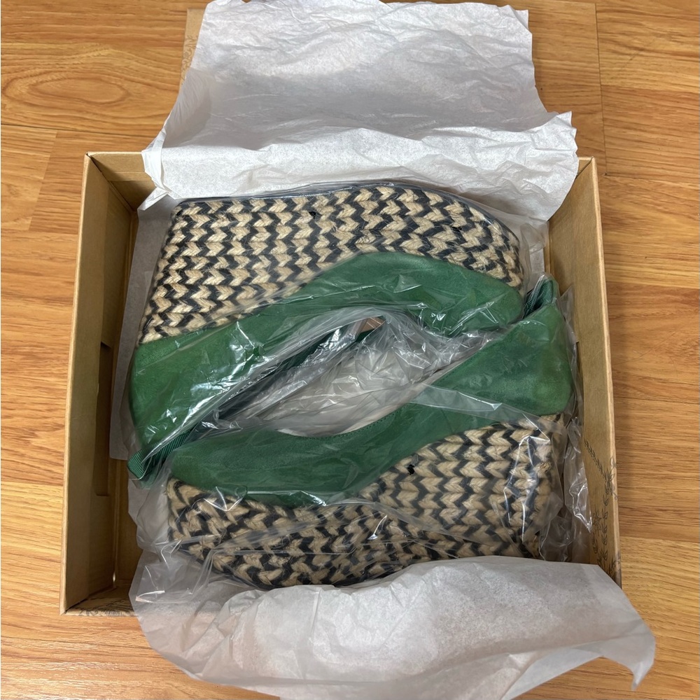 NIB Free People Green Suede Platform Wedge Espadrilles 39 - Picture 2 of 9